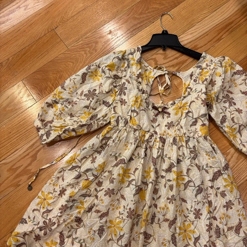 Free People Lola Yellow and Cream Backless keyhole mini Dress. - Picture 5 of 9